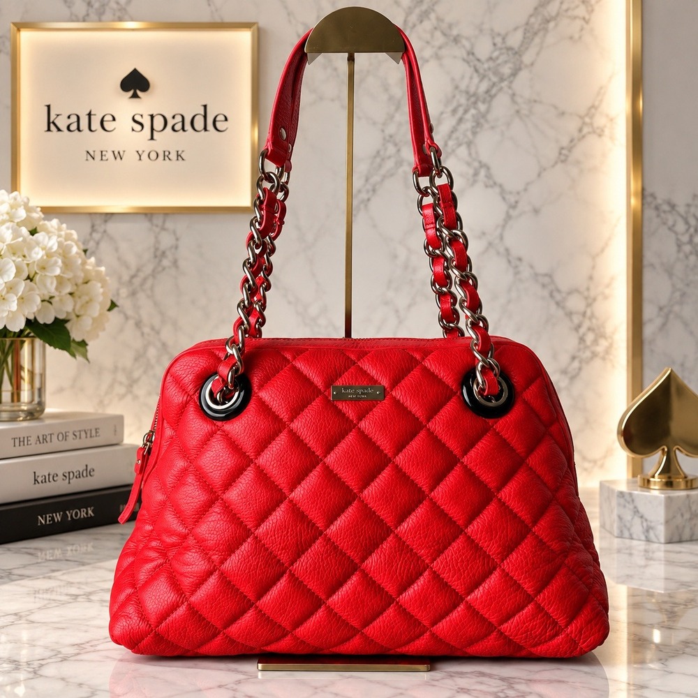 Kate Spade Gold Coast Maraschino Shoulder Bag Red Quilted Leather